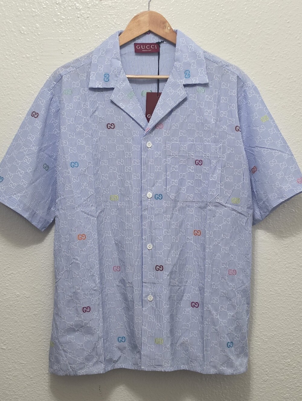 Gucci Striped GG Motif Bowling Shirt,  L
